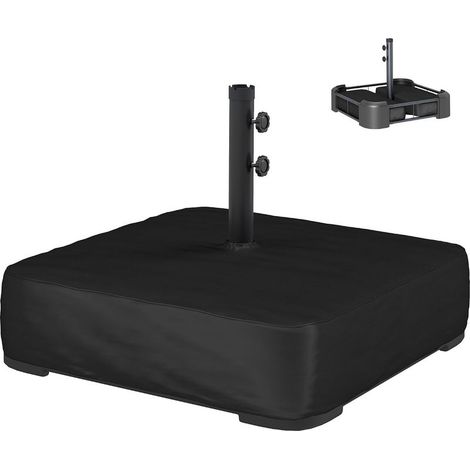 Pied de Parasol avec Housse, Socle Parasol extérieur à remplir avec 80kg Sable ou 90kg de Sable Humide, pour mât Ø48mm, Base de Parasol déporté pour Jardin Patio terrasse, 78x78x40cm, Noir (1/5)