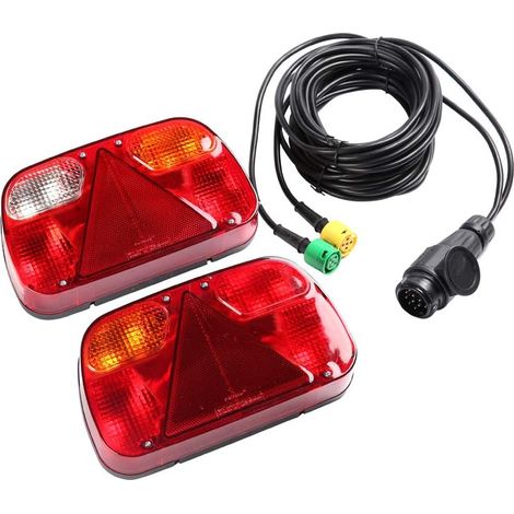 2PCS Kit Feu Arrière Remorque, 12V Feux Arriere Remorque De Lumière, Avec 13 Broches Prise 2pcs 5,5 M De Long 5 Broches Câbles, Convient Pour RV/Camions/Caravanes/Voiture/Feux Arrière (1/5)