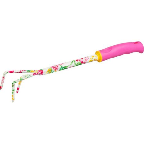 Grubber Strend Pro, Garten, 3-Zahn, Blumendruck, Rosa, 41x6 cm, Ladies Line