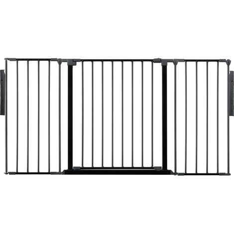 Safetots Premium Multi Panel Room Divider, up to 148cm Wide, Black, 70cm Tall, Flexible Barrier with Door for Baby and Toddler