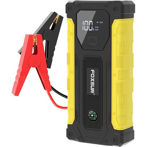 GARRYFIZH FOXSUR Jump Starter Batterie de voiture 12 V portable, boussole, éclairage, clignotant, lumière SOS pour SUV camion moto,diesel 5,0 L, essence 6,0 L peut être utilisé (1/5)
