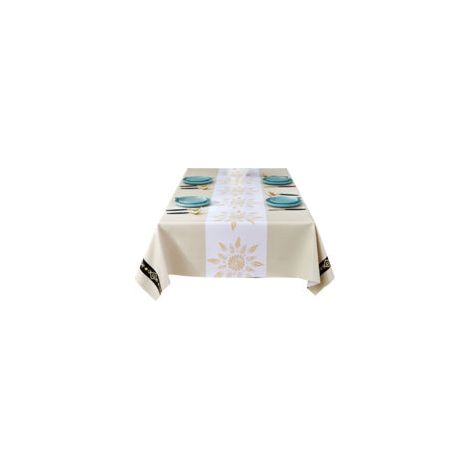 Nappe de table imperméable en PVC – Kaki clair – Dimensions 140 × 180 cm – Anti-graisse et anti-taches (1/5)
