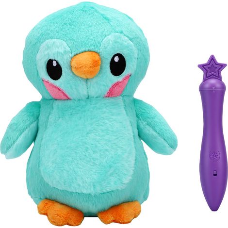 Peluche phosphorescente Pingouin avec stylo LED pour créer des motifs lumineux (1/5)