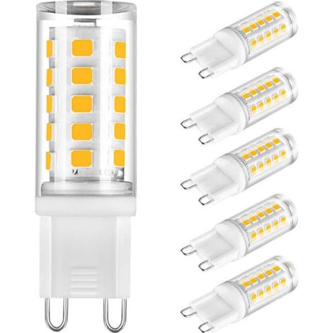 Lot de 5 ampoules LED G9, lumière blanche 6000K, 230V, sans scintillement et économes en énergie, remplacement pour lustres en cristal, lampes suspendues et lampes de table, éclairage domestique (1/5)