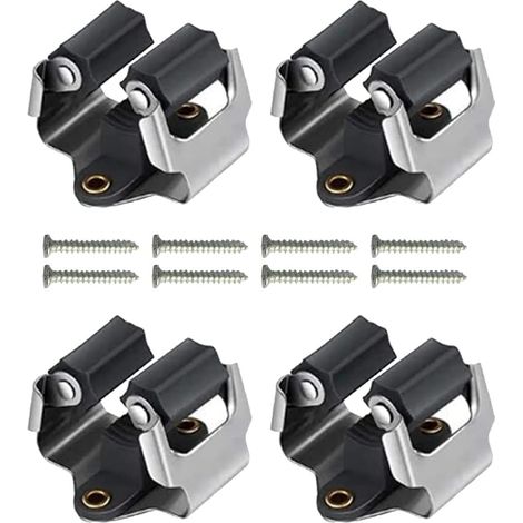 Lot de 4 fixations murales pour balai et serpillière, avec vis, pour cuisine, salle de bain, bureau, balcon, placard, sous-sol, 0,7 mm (1/5)