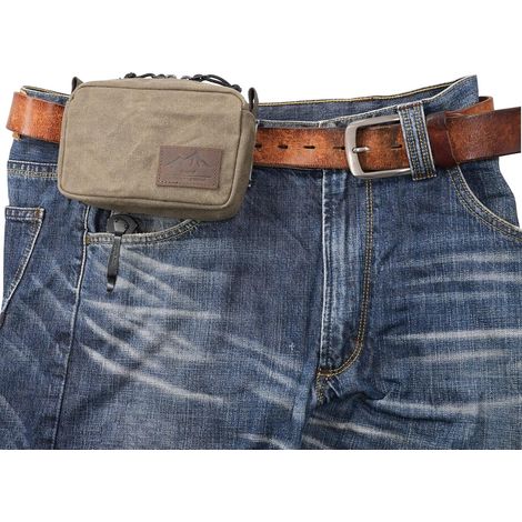 Pochette ceinture unisexe avec fermetures éclair YKK, idéale pour les voyages, la randonnée et les activités de plein air. Résistante à l'eau, en toile cirée robuste. (1/5)