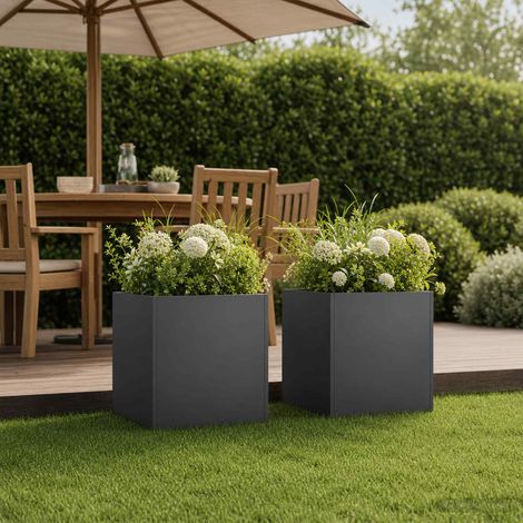 vidaXL Macetero de Jardín 2 uds. Negro 45 x 45 x 45 cm (1/5)