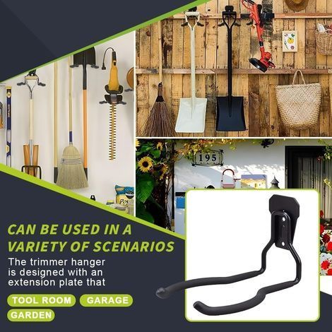 Crochets Muraux De Garage,Crochets Coupe-Bordures,Lourd Support Mural pour Tondeuse à Gazon pour Outils De Jardin, Balais, Pelles, Râteaux（4packs） (1/5)