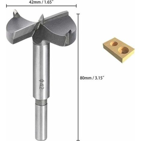 Punta da trapano per legno, punta da trapano in metallo duro da 42 mm, per assemblare porte, cassetti e pannelli di compensato in legno. (1/2)