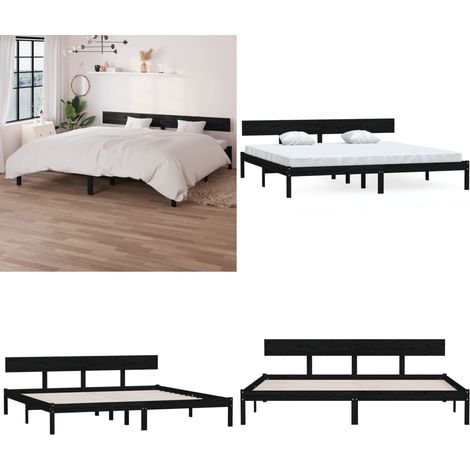 Massivholzbett Schwarz Kiefer 180x200 cm - Holzbett - Doppelbett - Kiefer Massiv - Schwarzes Bett - Bett Mit Kopfteil - Home & Living (1/5)