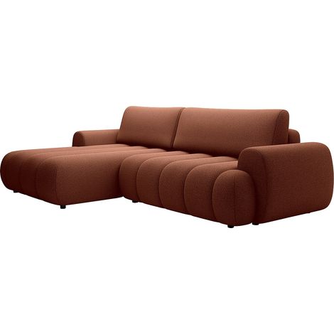 Divano ad angolo sinistro convertibile in tessuto terracotta FRIDORA (1/4)