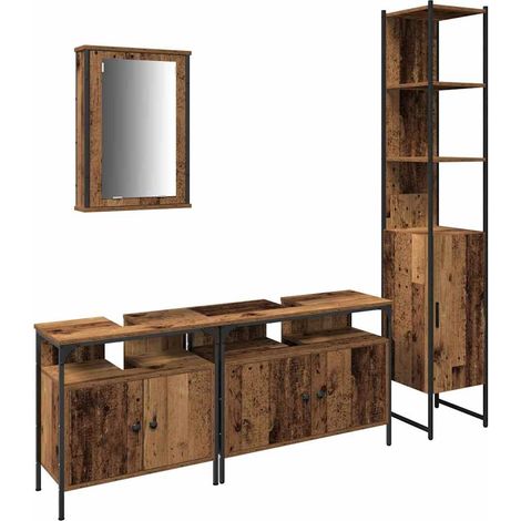 Maison Exclusive - Set di mobili per il bagno con lo scaffale 4 pcs Legno vecchio