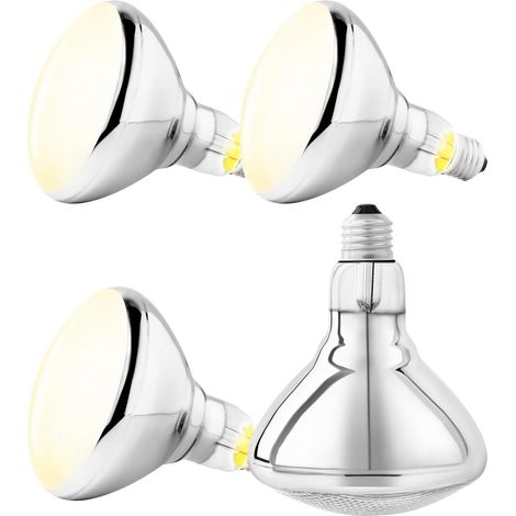 Lot de 4 ampoules chauffantes E27 250 W, lampe chauffante E27 pour restauration, lampe chauffante pour volaille, couveuse (AC 220-240 V) (1/5)