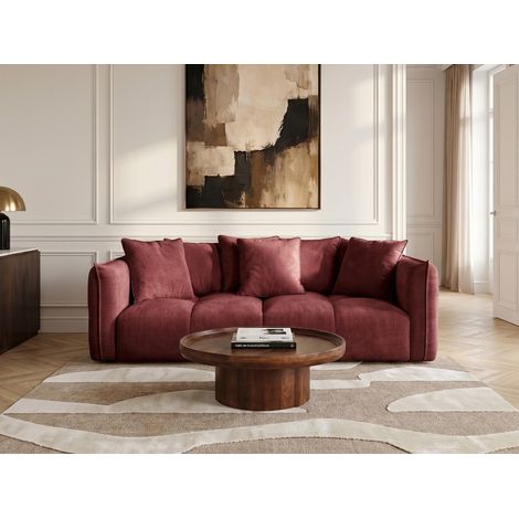 BOBOCHIC - Canapé droit fixe 3 places assise profonde HARLEM Rouge (1/5)