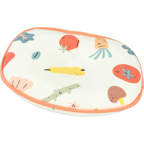 Oreiller bébé en coton à motif mignon, mousse à mémoire de forme, ergonomique et respirant, idéal pour le sommeil des nouveau-nés, avec des fruits et légumes. (1/5)