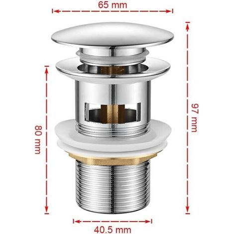 Bonde de lavabo à actionnement pop-up en chromé brillant – finition argentée, compatible avec tous les éviers standard (1/3)