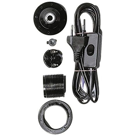 Rayher Kit douille de lampe E27, 6 pces., avec interrupteur et prise male 2 poles, 180cm, 100W, luminaire-2302201, Noir