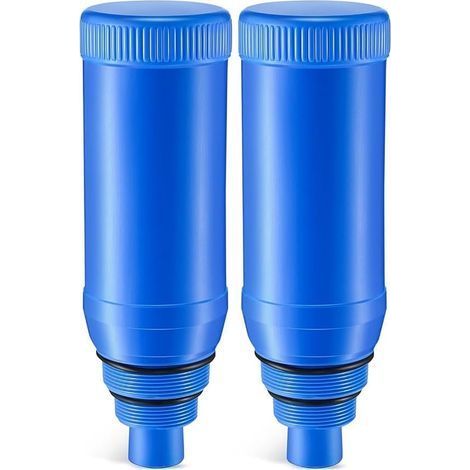 Lot de 2 Bouchons skimmer, ABS bleu, longueur 9cm, filetages 1,5 et 2,0, pour piscine hors sol (1/5)