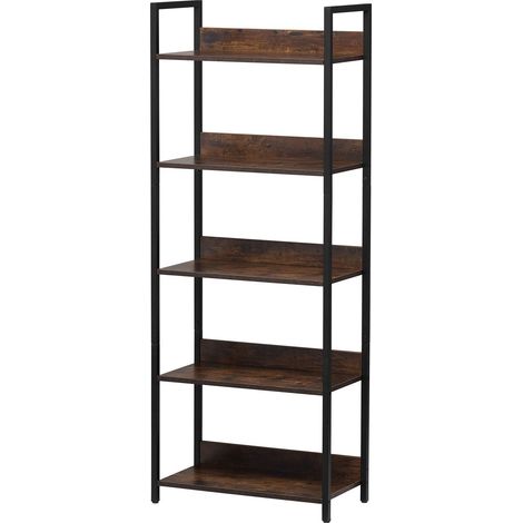 Étagère métallique, bibliothèque industrielle haute à 5 niveaux, bibliothèque rustique vintage avec étagères ouvertes, meuble de rangement autoportant, pour salon, chambre et bureau (1/5)