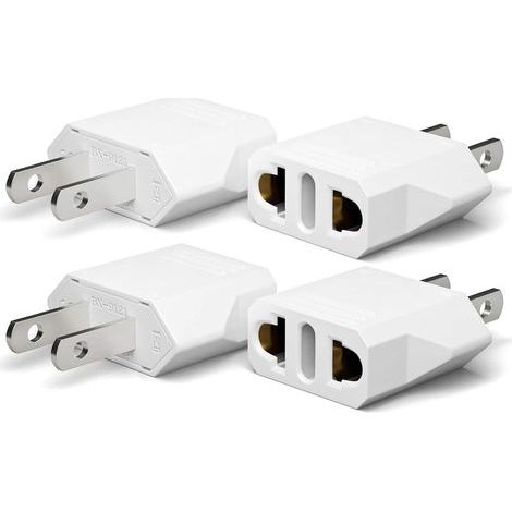 4 Pièces Adaptateur Prise USA de Voyage, France vers US Adapter, Adaptateur USA Prise Allemagne Prise Europe Amérique/Canada/Mexique/Italie/Suisse/Brésil-Blanc (1/5)