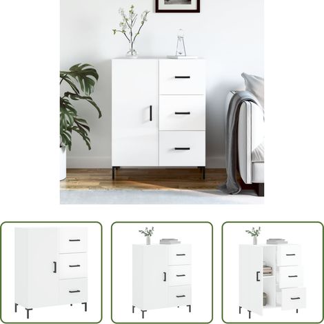 Hochglanz-Weiß - Sideboard Hochglanz-Weiß 69,5x34x90 cm Holzwerkstoff (1/5)