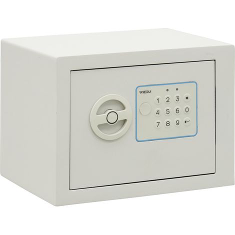 ARREGUI BLUE Tresor mit Code, einfach zu bedienen, mobiler Sicherheitstresor mit Tastaturöffnung, elektronischer Tresor für Zuhause, 17 x 23 x 17 cm, 3L, Weiß