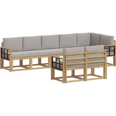 Set di divani da esterno 8 pz 8-Posti Bianco e Grigio Chiaro vidaXL (1/5)