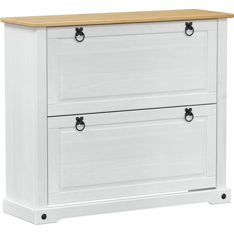 Shoe Cabinet Corona White 99 x 32 x 85 cm Solid Pine Wood vidaXL
