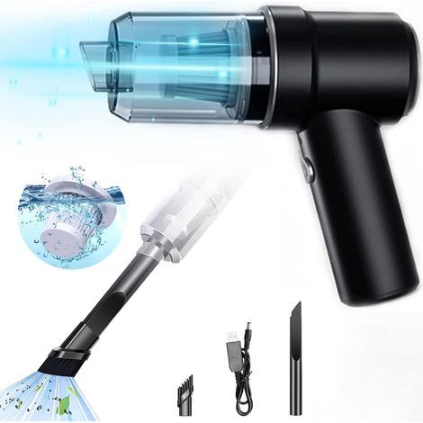 AIDUCHO Akku-Handstaubsauger fürs Auto, Mini-Akku-Handstaubsauger, kleiner 120-W-Mehrzweck-Autostaubsauger, für Auto/Haustiere/Büro/Tastatur (Schwarz) (1/4)