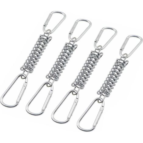Fixations de persiennes à tension à ressort - accessoires de fixation pour voile d'ombrage, en acier inoxydable, avec 4 ressorts hélicoïdaux et 8 mousquetons, adaptés aux tentes, auvents, camping, ens (1/5)