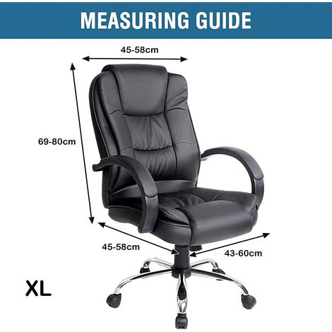 Housse de Chaise de Bureau avec Housse d'accoudoir en Velours Housse Fauteuil de Bureau Extensible Couverture Fauteuil d'ordinateur Lavable XL Noir (1/5)