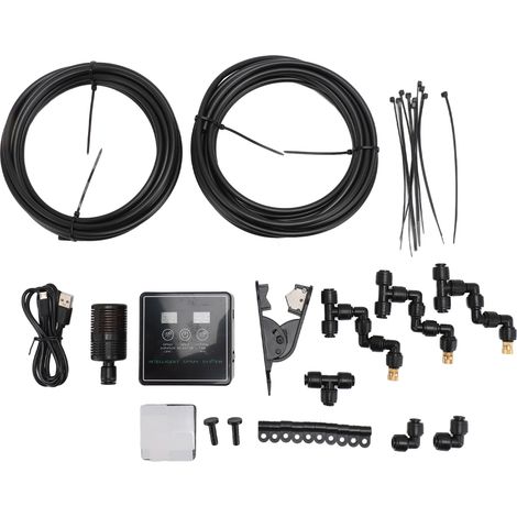 Système de brumisation pour reptiles avec minuterie, simulation de pluie, 3 buses orientables, tuyau 10m, ABS/PE, kit complet 33 pièces pour terrarium (1/5)