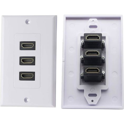 Plaque Murale - 3 RCA + 1 USB 3.0 A + 1 VGA - Pour Installation Murale Télévision et Home Cinéma - Blanc - 1 Pièce (1/5)