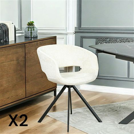 Fauteuil de table contemporain velours ecru (lot de 2) FLORENCE (1/5)