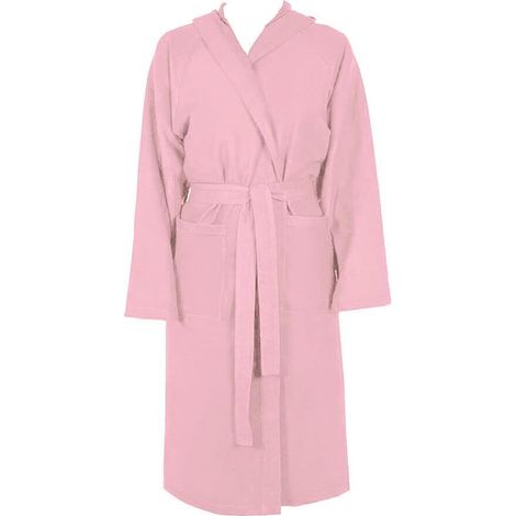 Accappatoio Microfibra Moderno Tinta Unita Morbido Uomo Donna Cintura Tasche Cappuccio Rosa - XL