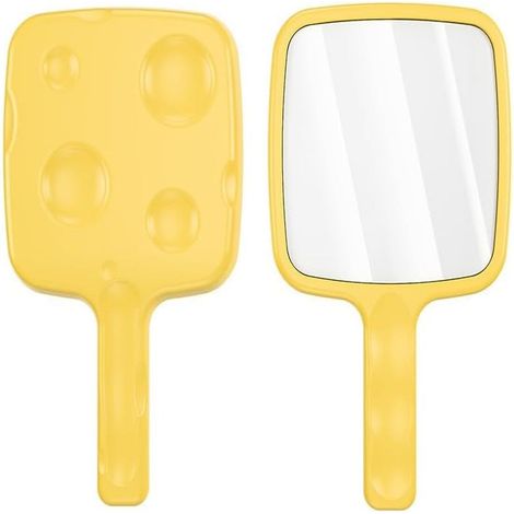 Kleiner quadratischer Kosmetikspiegel, kompaktes gelbes Badezimmeraccessoire, tragbarer Taschenspiegel für Reisen und den Schminktisch (1/5)