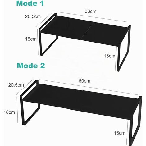 Cuisine Métal Demi Etagere Étagère rétractable en Coin pour Armoires de Comptoirs (Noir) (1/4)