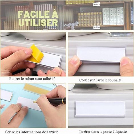Porte Etiquette Adhesif 76 X 25MM Porte-étiquettes Transparentes Support Etiquette Prix pour Etagères Bureau Magasin Supermarché Marché (1/2)
