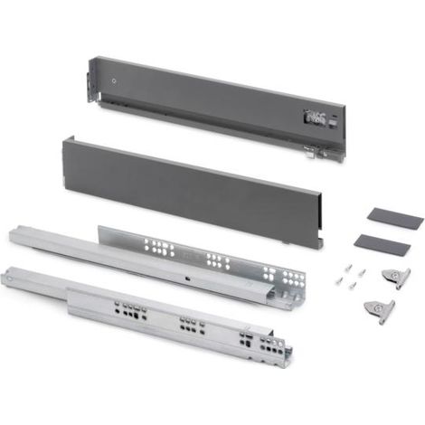 Emuca Cajón exterior Vertex con regulación 3D de altura 93mm, 40kg, profundidad 500mm, Acero, Gris antracita -