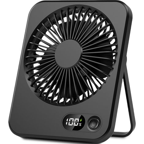 Ventilateur de Bureau Mini USB Portable avec Écran LCD Ventilateur Silencieux 5 Vitesses Petit de Table Rechargeable pour Bureau Maison Camping (1/5)