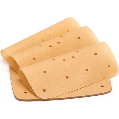 Papier sulfurisé pour friteuse à air chaud, 100 feuilles, carré perforé, non blanchi, 8,5 pouces, pour friteuses à air chaud, pâtisserie, cuisson à la vapeur (brun) (1/5)