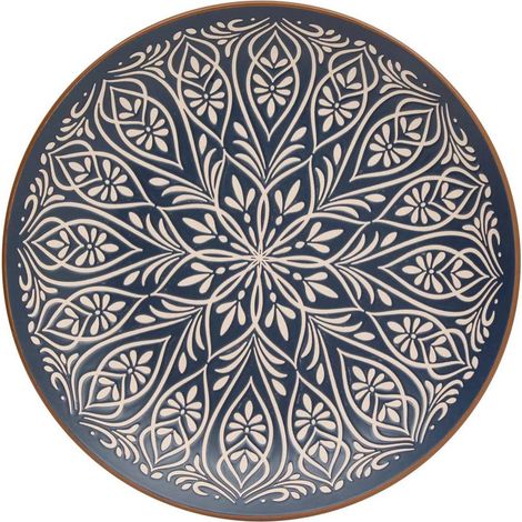 Lot de 6 Assiettes à Dessert en Céramique "Inès" 21cm Bleu