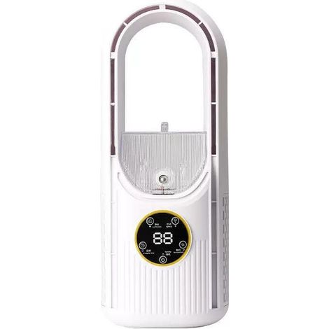 Ventilador de escritorio portátil sin aspas, 6 velocidades, con función de nebulización, conexión USB directa y función de temporizador (blanco). (1/5)