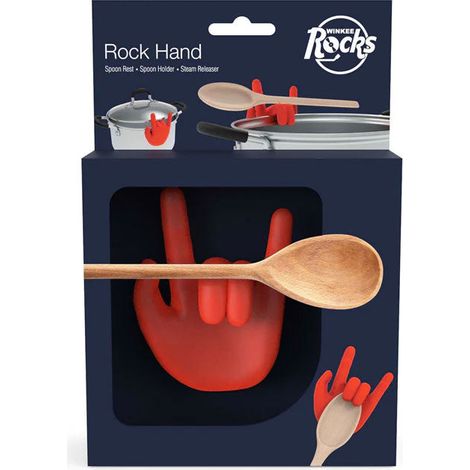 PORTA CUCCHIAIO ALZA COPERCHIO PENTOLA ROCK HAND ROSSO