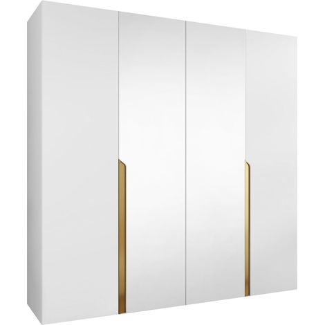 Armoire Hartford 586, Blanc, 202x200x52cm, Portes d'armoire: Avec des charnières, Nombre d'étagères: 0 (1/5)
