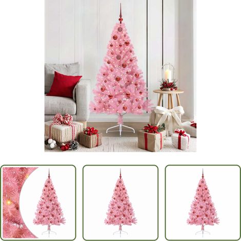 Lumières LED -  Sapin de Noël artificiel pré-éclairé Rose 150 cm PVC (1/5)