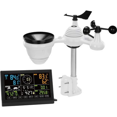 Station Météo Connectée 7-en-1, Écran Couleur 19 cm, Capteurs Intérieur/Extérieur (Température, Humidité, Vent, Pluie, UV), Prévisions, Alarme et Alertes (1/5)