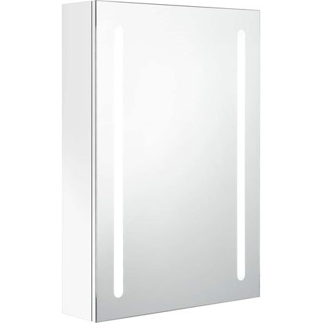 Maison Exclusive - LED-Spiegelschrank fürs Bad Glänzend Weiß 50x1 (1/5)