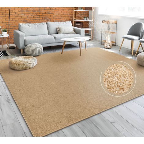 Paco Home Teppich Wohnzimmer Einfarbig Schlicht Und Modern Kurzflor, Versch. Größen Farben 140x200 cm, Gold