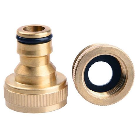 SHINING HOUSE Conector de grifo de manguera de jardín de cobre puro de 2 piezas, conector de grifo de manguera de jardín, accesorios de conector de manguera de jardín, conector de tubería de agua de 4 (1/4)